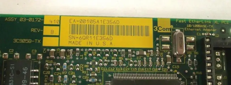 Scheda Ethernet 3Com Fast EtherLink XL PCI 3C905B-TX 03-0172-410 REV B 10/100BASE-TX
