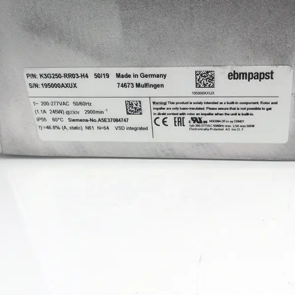 Ventilatore Ebmpapst K3G250-RR03-H4