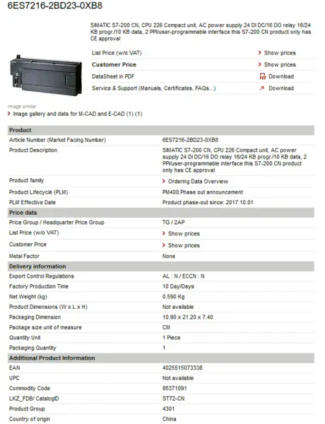 modulo fanuc modulo 6ES7211-1BE40-0XB0 6ES72111BE400XB0
