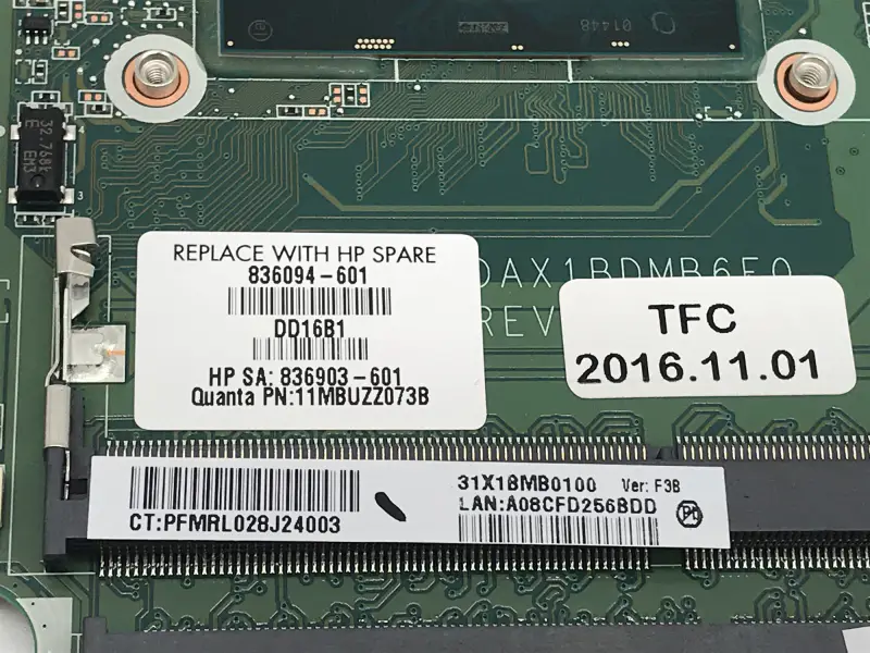 HP 836094-001 836094-501 836094-601 Scheda madre DAX1BDMB6F0