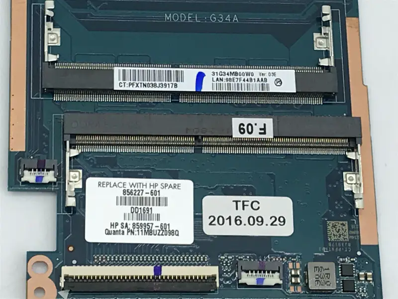 HP 856227-001 856227-501 856227-601 Scheda madre I7-6500U 940MX 2GB DAG34AMB6D0