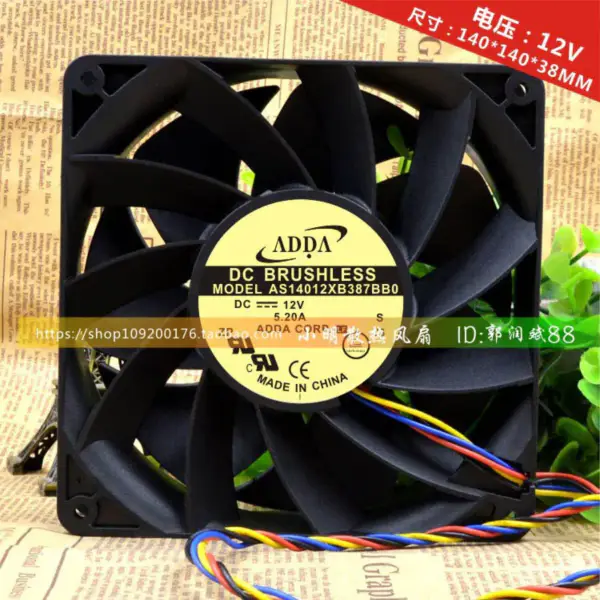 ADDA 14038 14CM 12V 5,20A AS14012XB387BB0 ventilatore