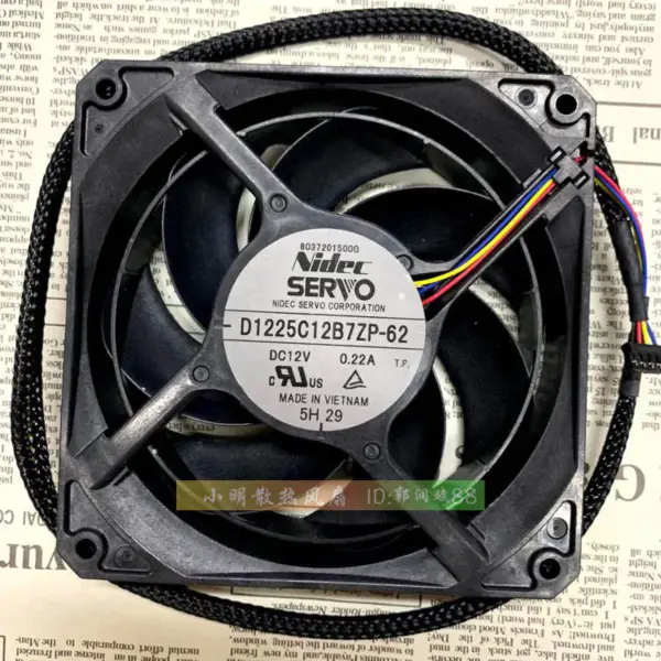 Ventilatore NIDEC 12025 12CM D1225C12B7ZP-62 12V 0,22A