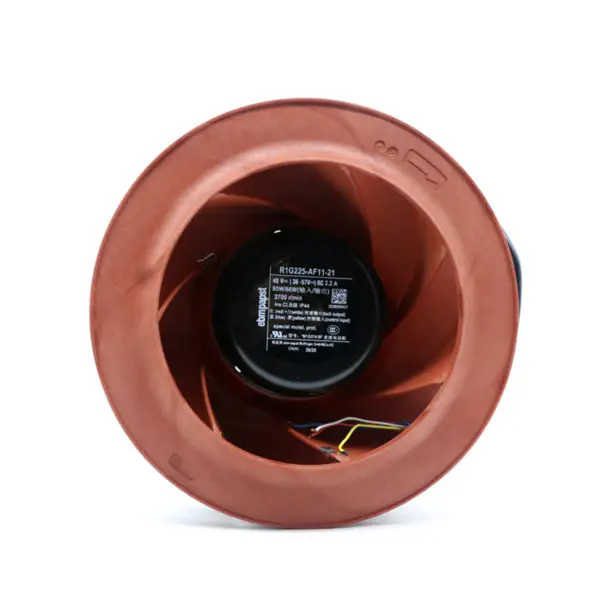Ebmpapst R1G225-AF11-21 Ventola di raffreddamento centrifuga per armadi di rete da 225 mm 95W 2.2A EC curvata all'indietro