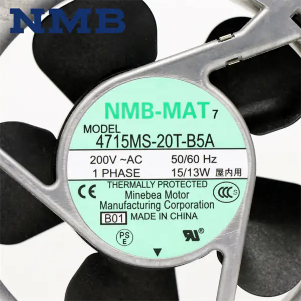 Original Japan NMB-MAT 4715MS-20T-B5A 4715MS-20T-B50 12038 120*120*38mm 200VAC 50/60Hz 15/13W 102CFM Axial Cooling Fan