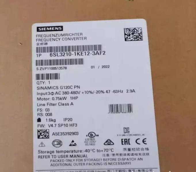 Inverter Siemens G120C 6SL3210-1KE12-3AF2 6SL32101KE123AF2