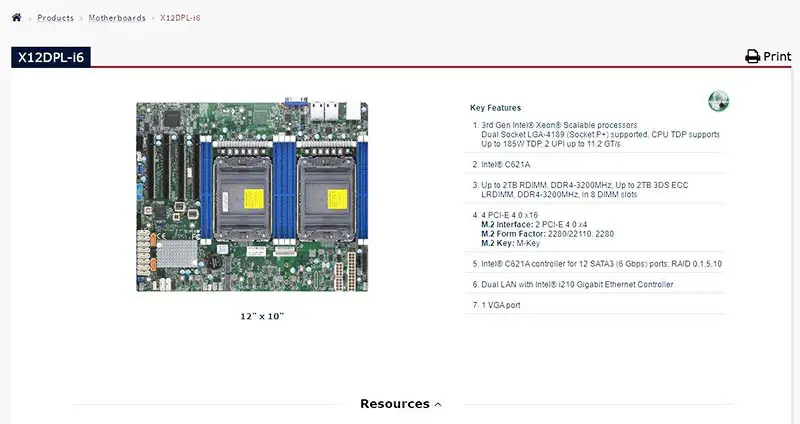 X12dpl-i6 Per Supermicro Scheda Madre Lga-4189 Processori Scalabili Xeon Pci-e 4.0 Sata3 (6 Gbps) Doppia Lan Con Intel I210