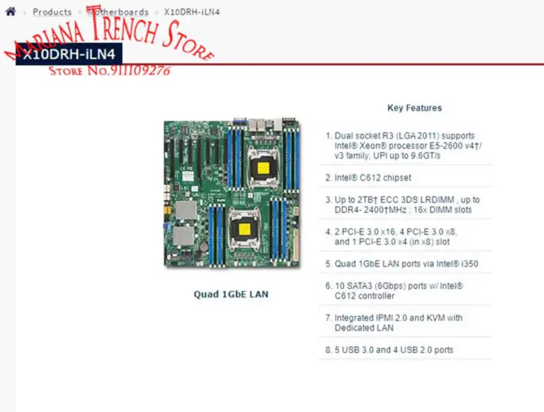 X10drh-iln4 per scheda madre Supermicro Lga2011 E5-2600 V4/v3 Famiglia Ddr4 Ipmi 2.0
