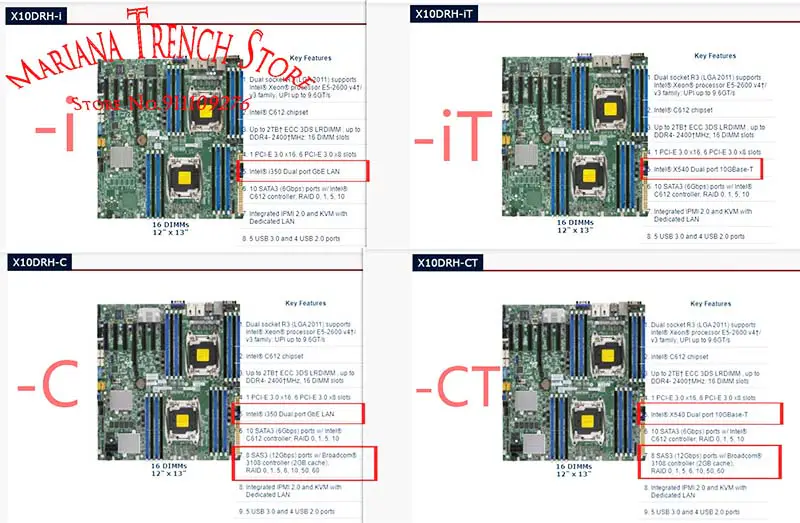 X10drh-c per scheda madre Supermicro Lga2011 E5-2600 V4/v3 Famiglia Ddr4 Doppia porta Gbe Lan Sas3 (12gbps) Ipmi 2.0
