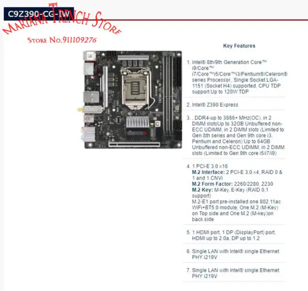 Scheda madre Supermicro C9Z390-CG-IW LGA1151