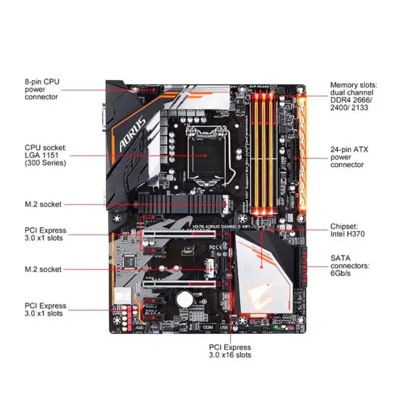 H370 Aorus Gaming 3 Wifi per scheda madre Gigabyte Lga1151 H370 Ddr4 64gb Core I7/i5/i3 Atx