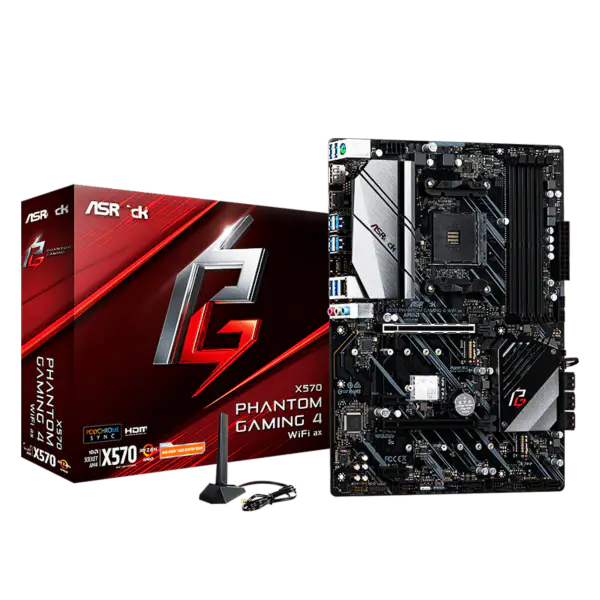 AsRock Scheda Madre Am4 Socket 2000 3000 4000 G-series 5000 E 5000 G-series Cpu X570 Phantom Gaming 4 Wifi Ax