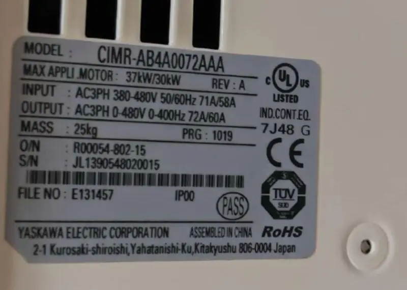 Inverter YASKAWA A1000 CIMR-AC4A0072AAA