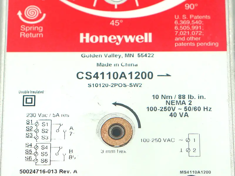 Attuatore della valvola della serranda Honeywell CS4110A1200