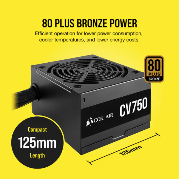 Cors Air Power Alimentazione Pc Cv750 750w Atx Alta Alimentazione 80plus Ventola a Basso Rumore Rps0146
