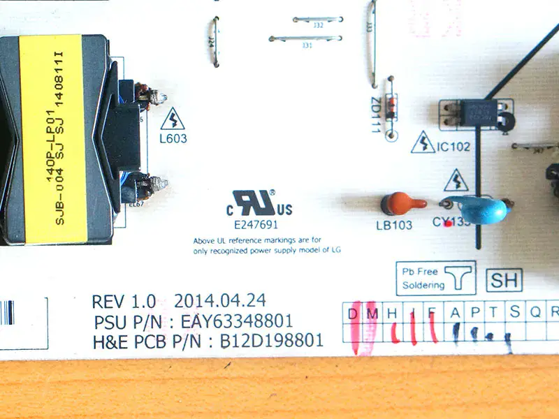 LG 55EC9300-CA EAY63348801 circuito stampato