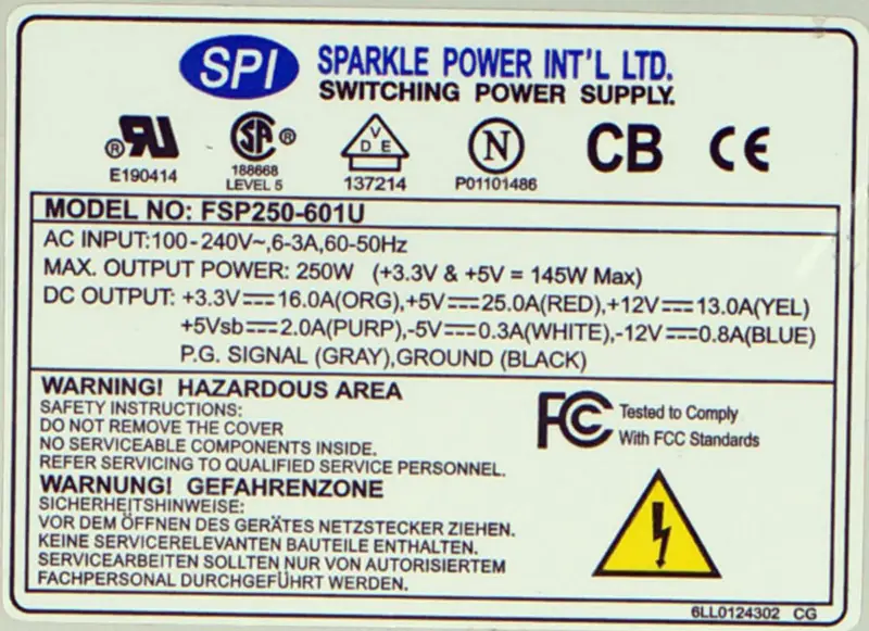 Alimentatore FSP FSP250-601U 250W AT 1U