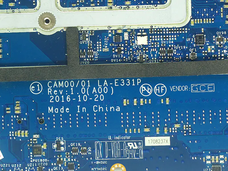 Dell XPS 15 9560 CAM00/01 LA-E331P CN-0YV12N 0YV12N YV12N Scheda Madre