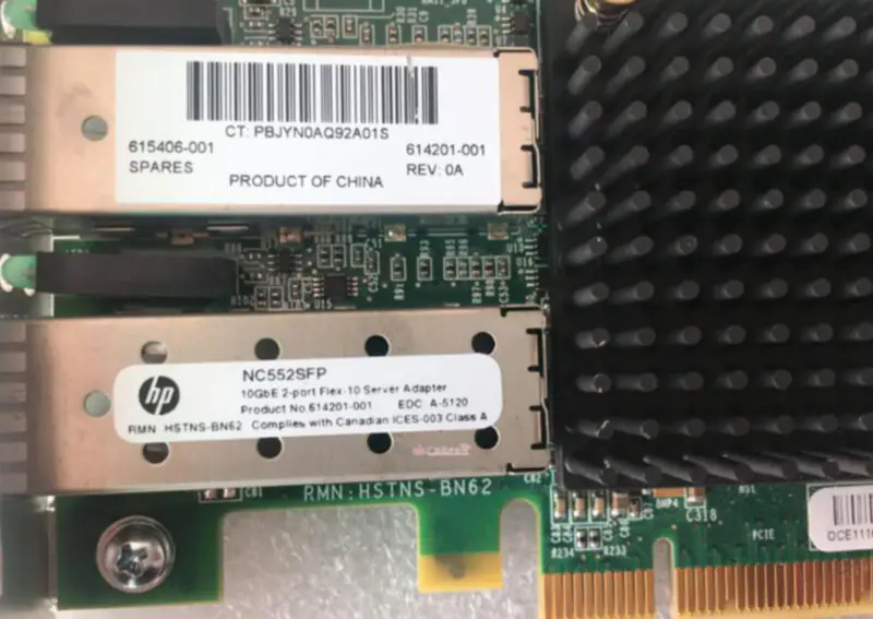 Scheda server Ethernet a 2 porte HP NC552SFP 10GbE 614203-B21 615406-001 614201-001