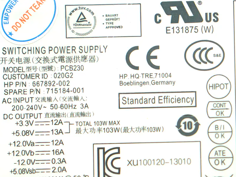 Alimentatore HP D13-180P1A PCE018