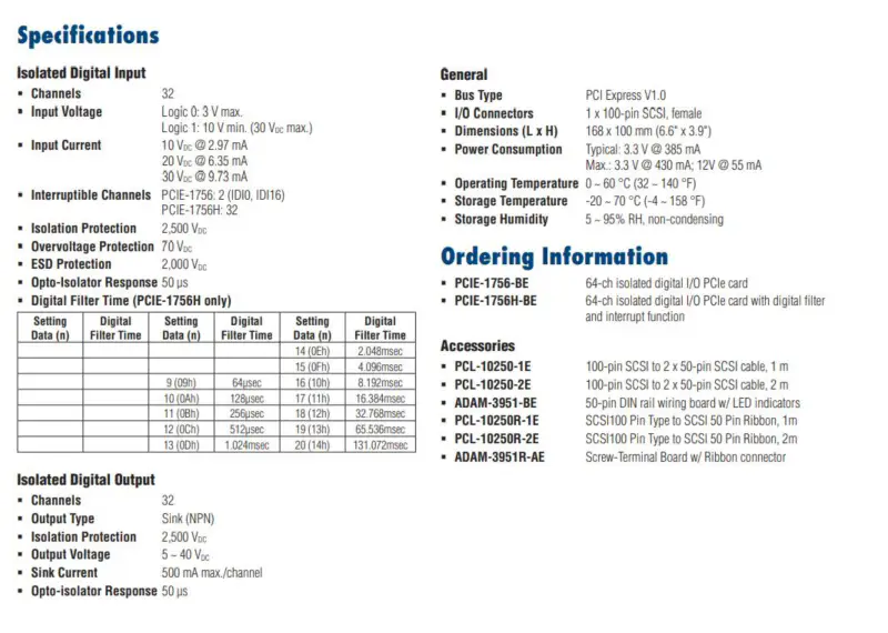 Scheda I/O ADVANTECH PCIE-1756-AE