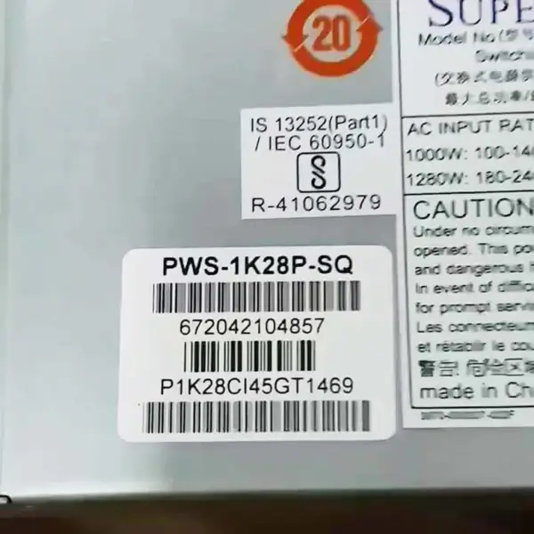 In stock l'alimentatore Supermicro 1280w 80 Plus Platinum Pws-1k28p-sq per server 1u / 2u