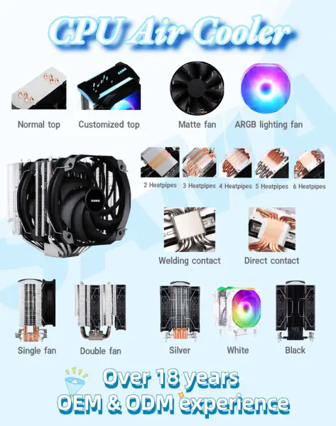Sama 122*75*157mm Intel Lga1700 I3 I5 1155 Pc Cpu raffreddatore d'aria Cpu