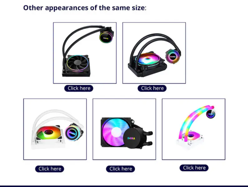 Sama 12cm Aio Cpu Cooler Radiatore rame Display acqua raffreddamento liquido Pc Cpu Cooler Rgb Glow con pompa a basso rumore