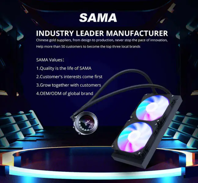 Sama 24cm Aio Cpu Cooler Radiatore rame Display acqua raffreddamento liquido Pc Cpu Cooler Rgb Glow con display temperatura computer