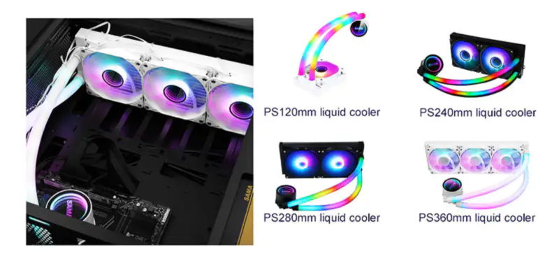 Sama Custom Argb Pipes 240 Rainbow Addressable Rgb Aio Cpu Water Liquid Cooling Fan Radiator Block Plate Kit System