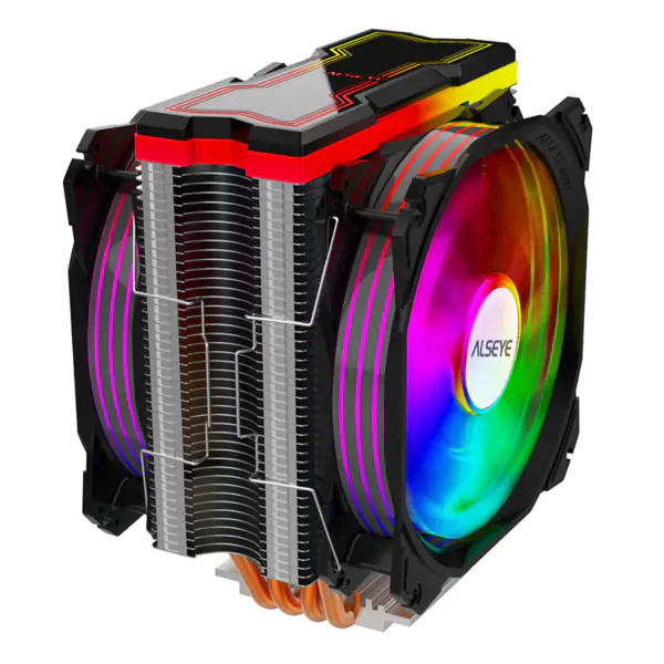 Alseye 120 mm doppia ventola 4 tubi di calore Rgb Cpu Cooler Aura