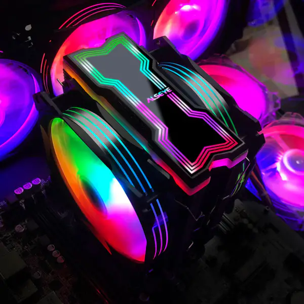 Alseye 120 mm doppia ventola 4 tubi di calore Rgb Cpu Cooler Aura
