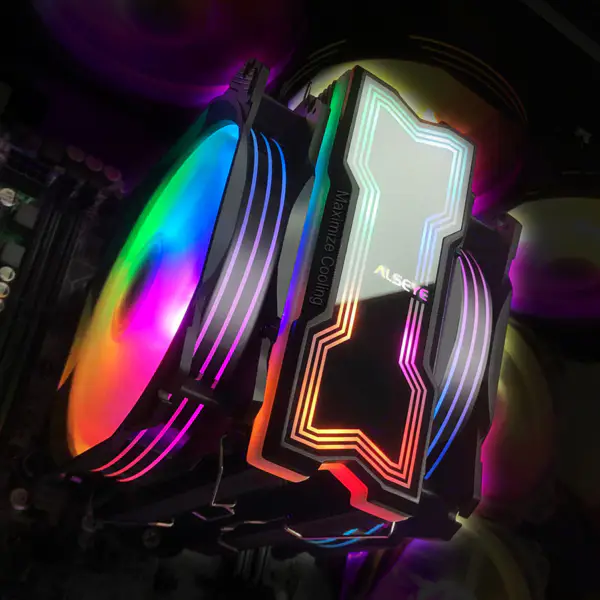 Alseye 120 mm doppia ventola 4 tubi di calore Rgb Cpu Cooler Aura