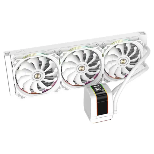 Alseye 360 mm White Frame Sync Argb Aio Liquid Cooler con display della temperatura per Cpu di 12a generazione