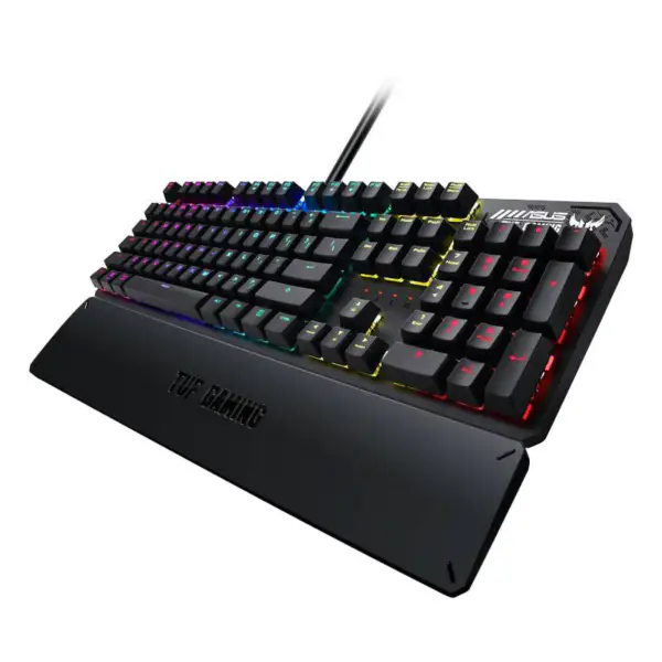 Tastiera meccanica Tuf Esports Spy Flying Fortress K3 Tastiera da gioco cablata Rog retroilluminata con poggiapolsi ad aspirazione magnetica Tuf K3