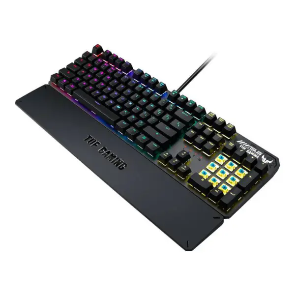 Tastiera meccanica Tuf Esports Spy Flying Fortress K3 Tastiera da gioco cablata Rog retroilluminata con poggiapolsi ad aspirazione magnetica Tuf K3