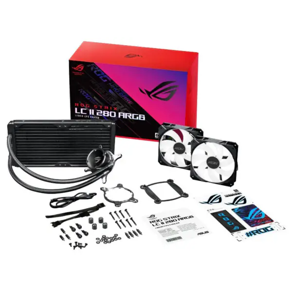 AsUs Rog Strix Lc Ii 280 Argb Aio 2fans Radiatore di raffreddamento ad acqua integrato Cpu Asetek Processore Ventola di raffreddamento