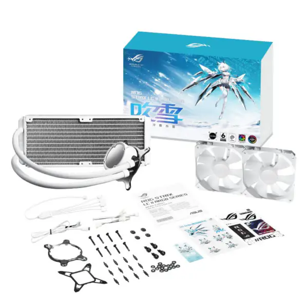 AsUs Rog Strix Lc Ii 240 Argb White Edition 2fans Radiatore integrato raffreddato ad acqua Ventola di raffreddamento Cpu