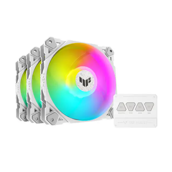 AsUs Tuf Gaming White Heroic Light Tf120 Chassis Fan 3 Pcs Argb Fan con effetto di illuminazione Controller Tuf Gaming Tf120 Argb 3in1